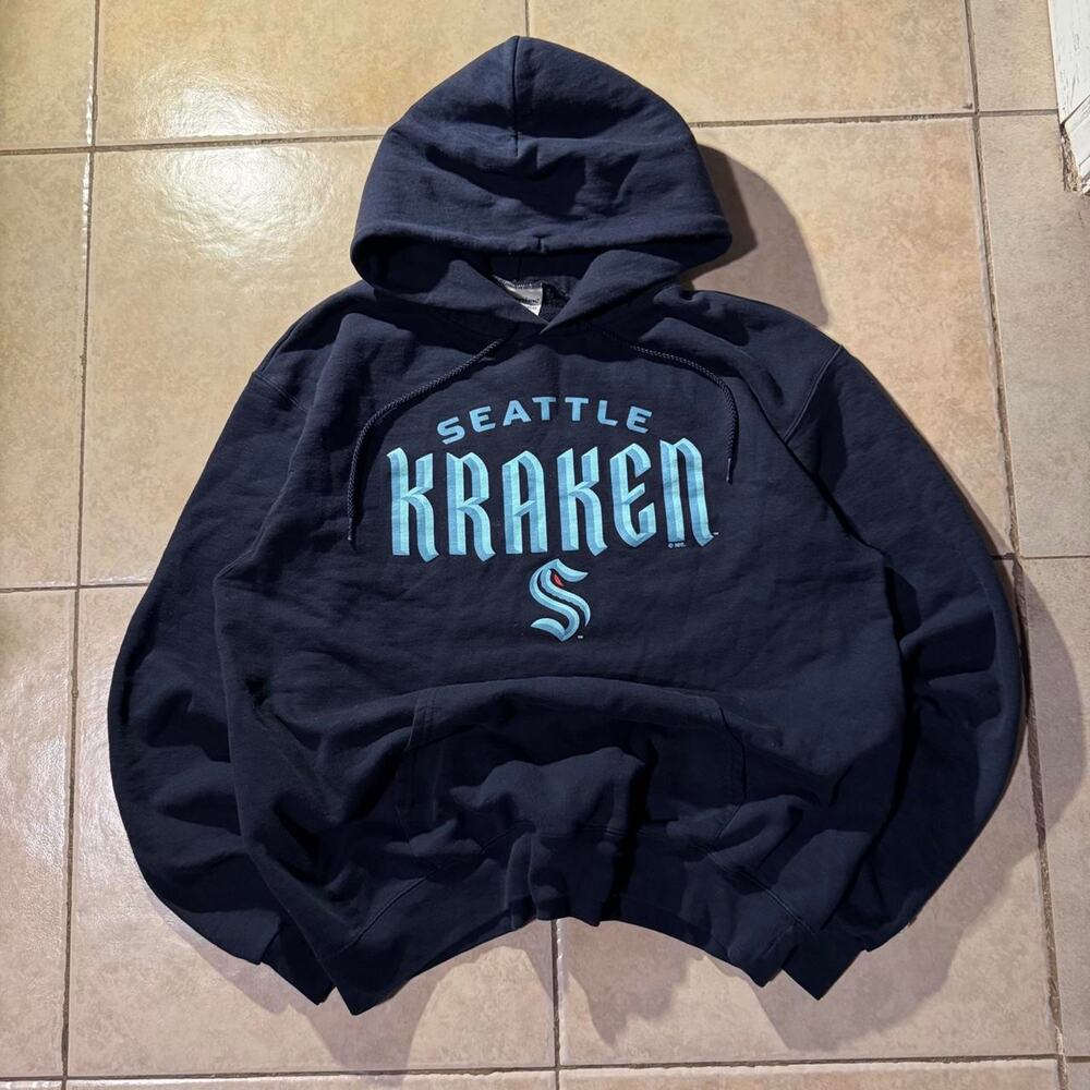 Vintage y2k navy blue seattle kraken Hoodie Size L in mens